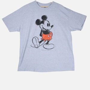 Disney Mickey Mouse Sketch Graphic T-Shirt Heather Gray Womens 1X Short Sleeve